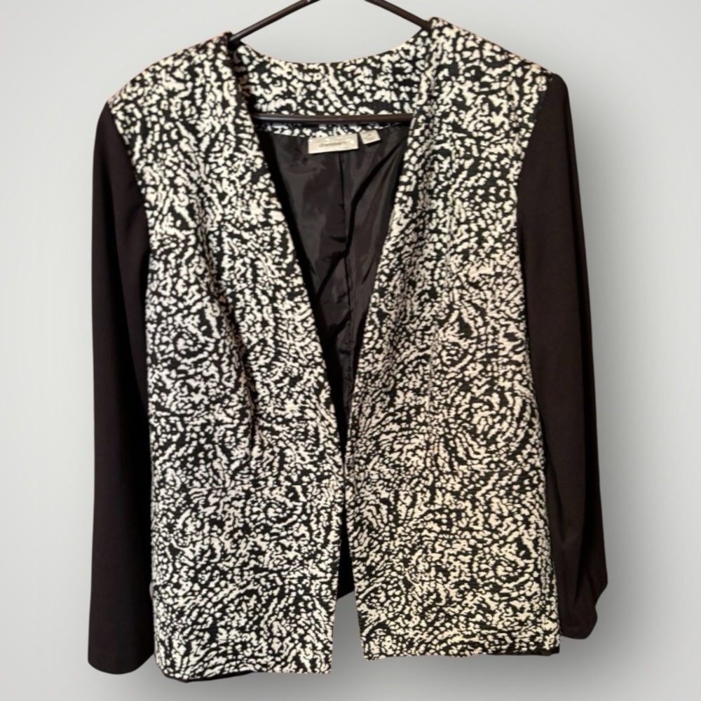 Dress Barn Black White Collarless Professional Blazer Size 2X